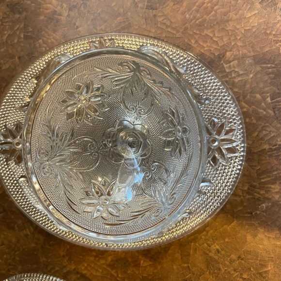 Two vintage Indiana glass CHANTILLY LACE floral snack sets more available - Picture 4 of 11